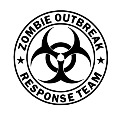 Zombie Response Team Decal Black Z.O.R.U. Zombe Outbreak Response Unt Decal Apocalypse Survval Zombie Tools