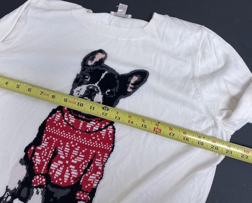 Loft CHRISTMAS Sweater womens XL French Bulldog fair isle DOG pullover frenchie - Picture 5 of 8