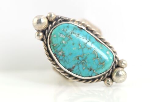 Vintage Silver Ring With Turquoise Stone, Drawstring - & Beads -verzierungen, 51 - Photo 1 sur 7