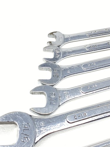 S-K SK Tools 7 Piece SAE Combination Wrench Set 1/4” - 11/16” C-8 Thru C-22 USA - Picture 10 of 15
