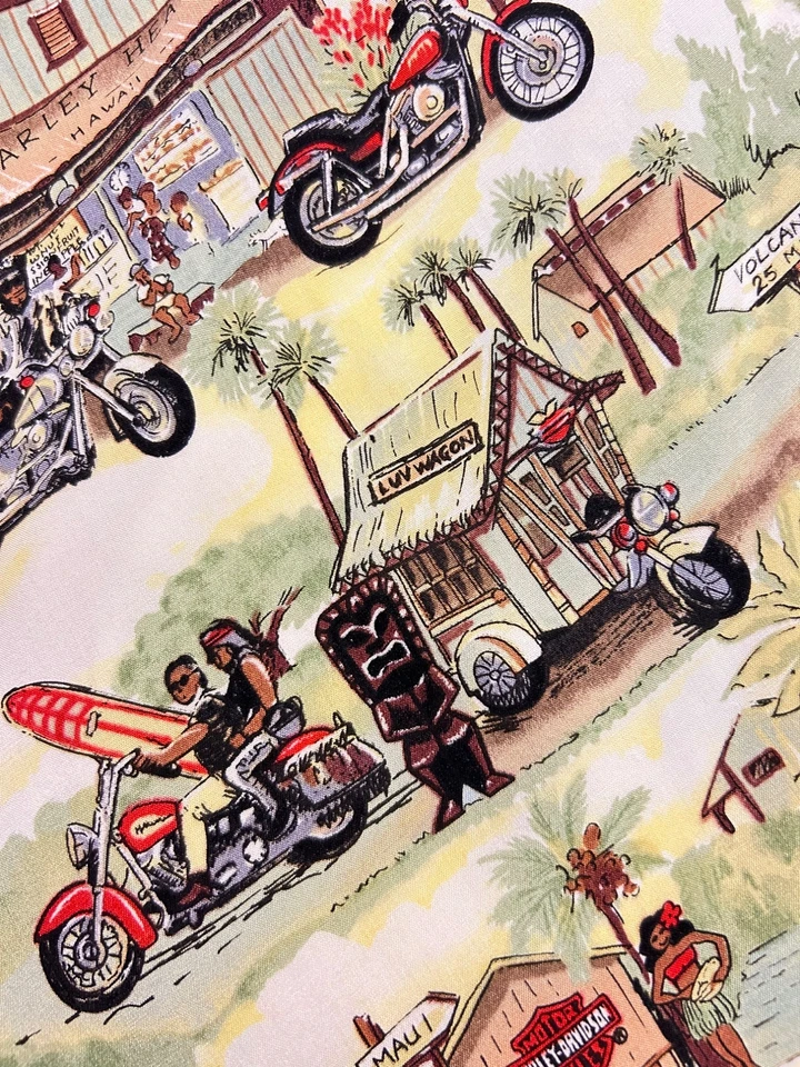 Vestido de sol vintage Harley-Davidson estampado hawaiano motocicletas grandes se adapta a mediano Foto 4 de 4