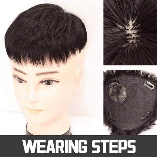 Synthetic Wig Top Wig Synthetic Fiber Top Hair Patch Men's Wig Lncrease Hair - Picture 3 of 9