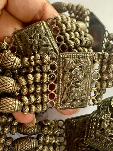 Handmade Thai Traditional Costume Belt Silver Beads intricate Silverwork Vintage - Picture 7 of 16
