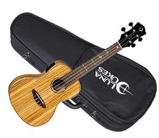 LUNA High Tide Concert Zebra UKULELE new UKE w/ LIGHT CASE - Zebrawood