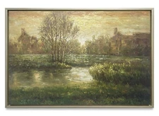 Hungryartist -Original Painting of Sunset Landscape on Canvas 24x36 Framed