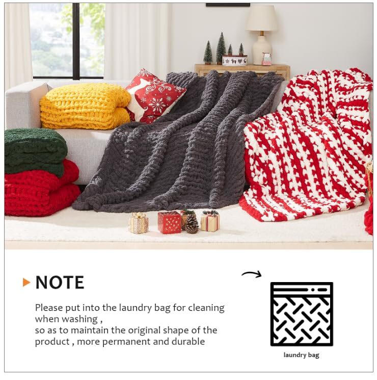 L'AGRATY Chunky Knit Blanket Throw Soft Chunky Throw Blanket 40x50