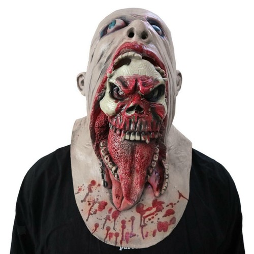 ZOMBIE LATEX FACE MASK SCARY HALLOWEEN HORROR COSTUME FANCY DRESS ACCESSORIES - Picture 10 of 12