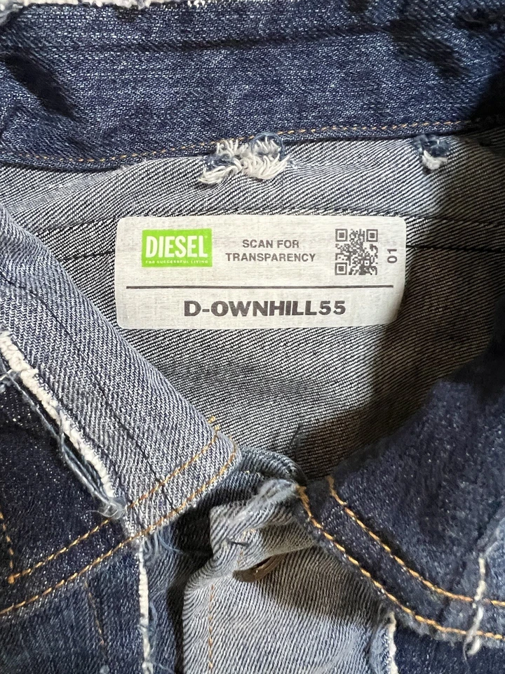 Chaqueta vaquera Diesel X Upcycle D-ownhill55 para mujer grande azul parcheada a presión Foto 2 de 4