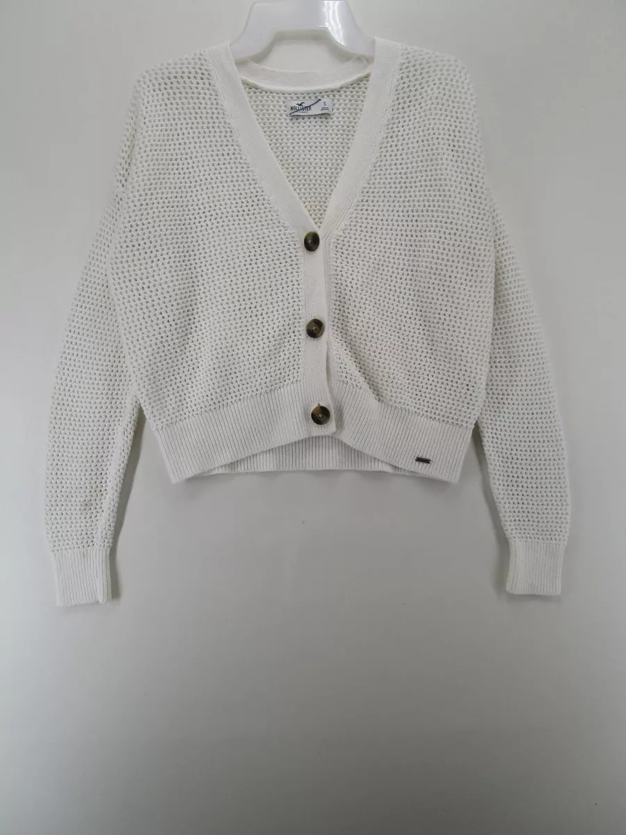 Hollister Womens S Deep V Neck Knitted Sweater White