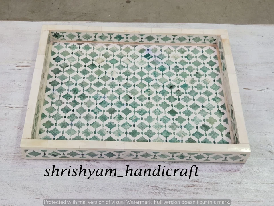 Handmade Bone Inlay Decorative Tray, Kitchen Tray, Breakfast Tray, Makeup Tray - Image 2 of 4