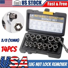 Impact Bolt Extractor Set Nut Remover Set Stripped Extraction Socket Tools 14pcs