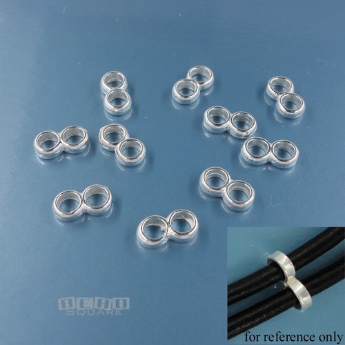 Barra espaciadora de 2 hilos de plata esterlina maciza de 10 piezas/conector figura 8 7,6 mm #33021 - Imagen 1 de 2