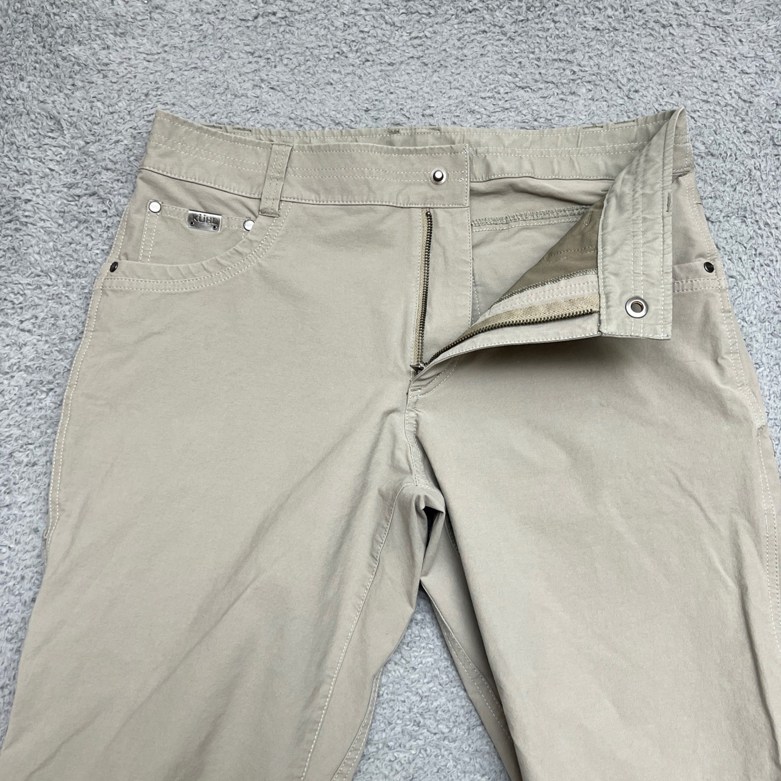 Kuhl Resistor Jeans for Men 34x32 Khaki Stretch Utility Hiking Work Casual Straight Fit