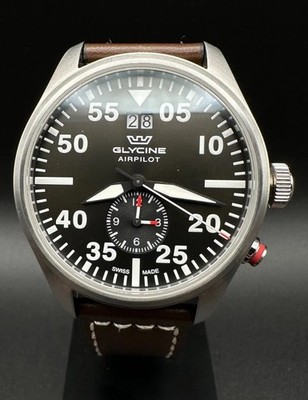 Glycine Airpilot Dual Time GMT 44mm Swiss Made Flieger Men's Quartz Watch GL0366