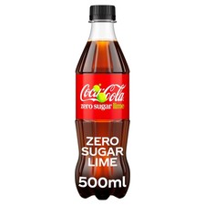 Coca Cola Lime Zero Sugar Soft Drink Lemonade Soda Bottle 500ml 16.9 Fl Oz