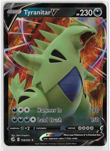 POKEMON TCG SWSH Fusion Strike NM RARE Holo #158/264 TYRANITAR V +FREE US S&H