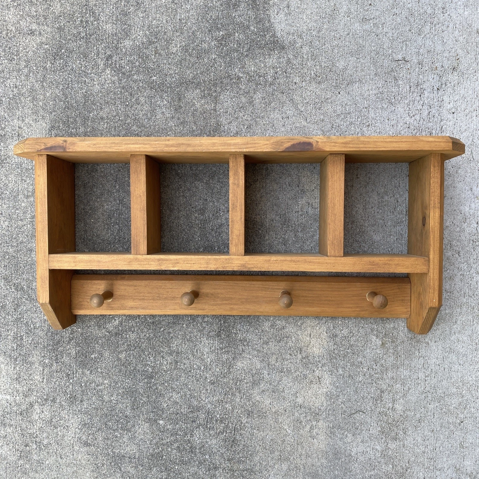 VTG Wood Wall Knick Knack Key Hanger Display Shelf Cute Cottage Core Solid Wood