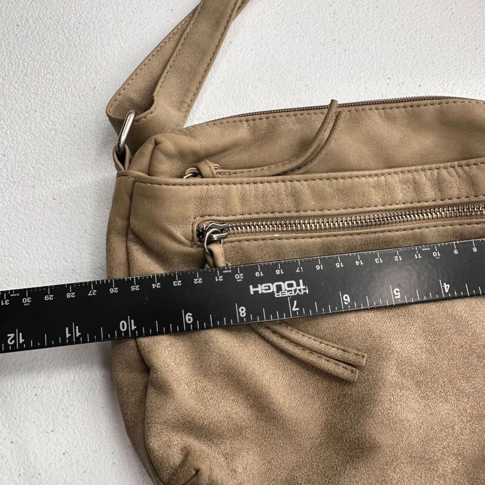 Bolso Bandolera Bueno Tostado Imitación Gamuza Ajustable Festival Western Cartera Bolsillo Boho Foto 3 de 4