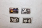 LOT OF 4  MADISON MINT .999 FINE SILVER BARS 1974 -1976 HOLIDAYS 4 OUNCES TOTAL