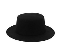 1PCS Black Classic Wide Brim Elegant Wool Blend Fedora Hat Brim Flat Church D...