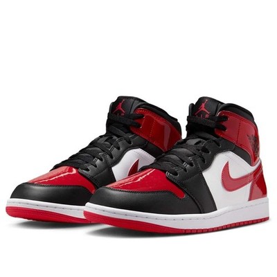 Nike Air Jordan 1 Mid SE Patent Bred Toe Men's HV4091-006 & GS HV4399-006 New