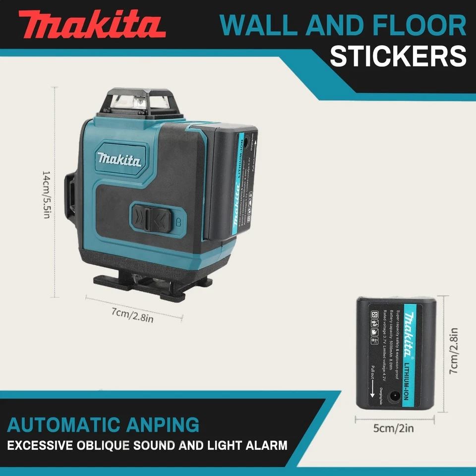 New Makita 3D-4D 16-line high precision 360° horizontal vertical green laser - image 4 of 4