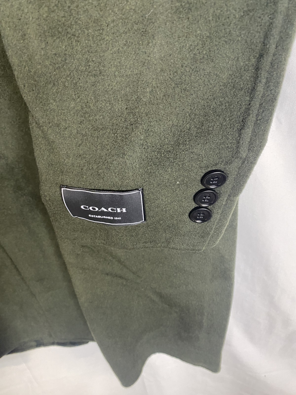 Coach Mens Double Face Wool Overcoat Coat Size M Olive Green thumbnail 8