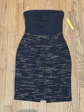 Alice + Olivia navy blue and gold sleeveless tweed knit skirt mini dress NWT 2