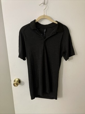 Lululemon Polo Shirt Men's XS Black Gray Short Sleeve Collared Stretch