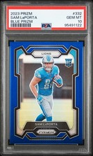 2023 Panini Prizm Sam Laporta #332 PSA 10 BLUE RETAIL SSP COLOR MATCH ROOKIE