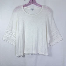 Splendid Emerson Shirt Women's Size XS White Semi-Sheer Tiered Short Sleeve Tee