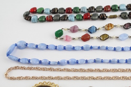 Glass Agate Jewellery Vintage Simulated Pearl Gold Tone x 10 - 第 2/6 張圖片