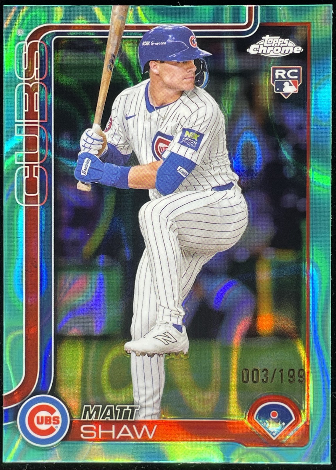 2025 Topps Chrome Matt Shaw RC Aqua Lava /199 Chicago Cubs #219