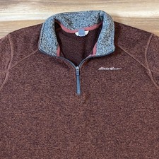 Eddie Bauer Pullover Mens 2XL 1/4 Zip Sweater Fleece Marled Brown Casual Hiking