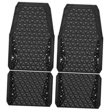 Bling Diamond Car Mats Rubber Floor Mats Full Set Anti-Slip 3D Black Diamond