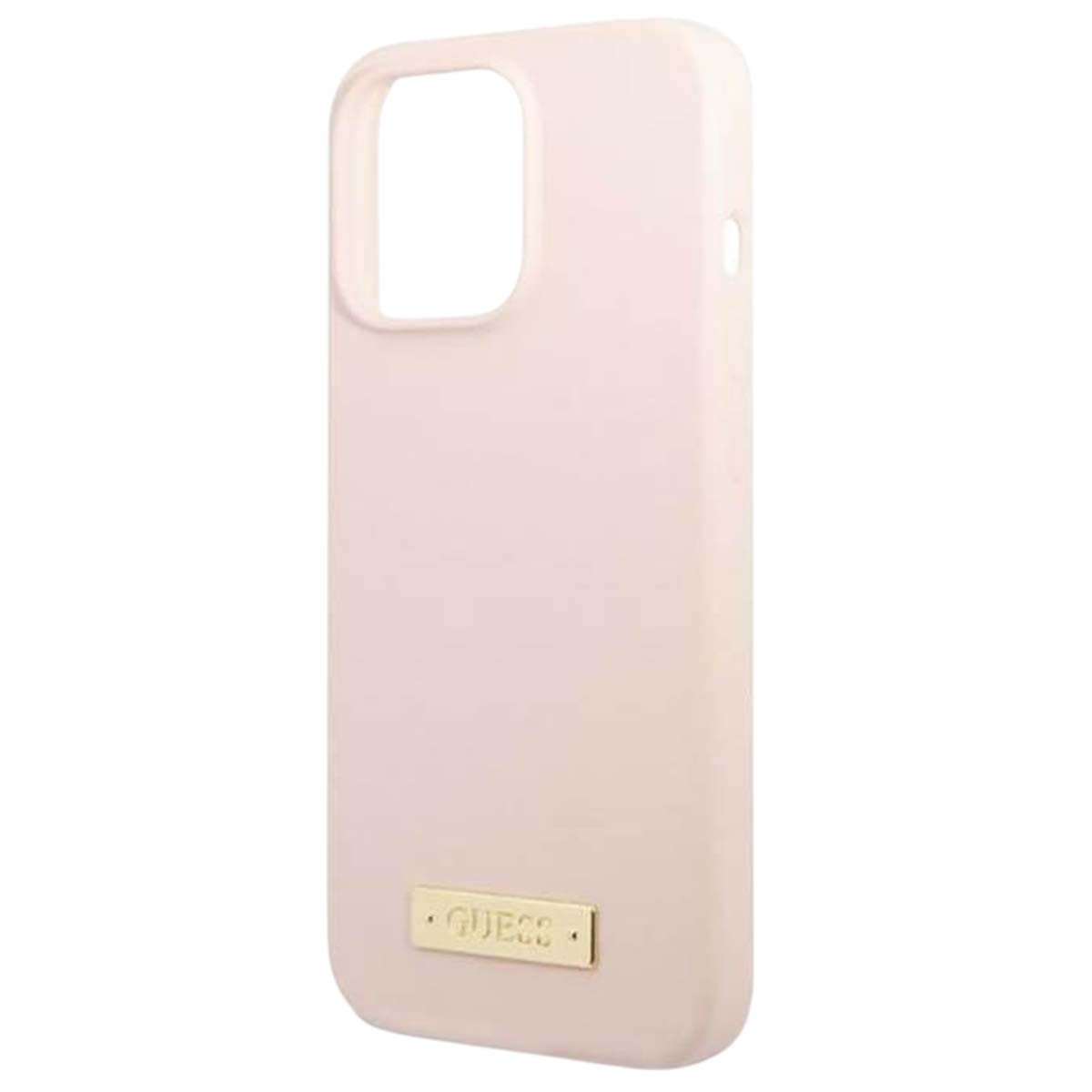 Coque silicone iPhone 13 Pro Max chic avec sa plaque en métal doré élégante