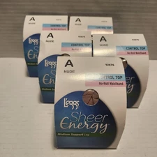 L'eggs Sheer Energy Pantyhose Control Top Medium Support Nude Size A NIB 5 Boxes