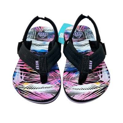 Reef Little Ahi Sandals, Slingback Flip Flops NWT Purple Fronds Size 6 Toddler