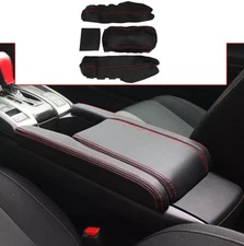 PU Leather Armrest Box Cover Pad Skin Fit For Honda Civic 2016-2020 Black