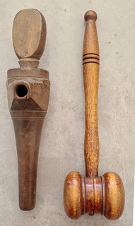 Vintage Hardwood Auctioneers Gavel & Mystery Wood Item