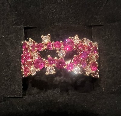 Bomb Party July Ring Sz 9 RG23629 ''Everlasting Embrace'' Ruby/Rose Gold