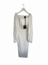 Solace London White Dress Finn Maxi Dress Long Sleeve RRP £450 Size 36 UK 8