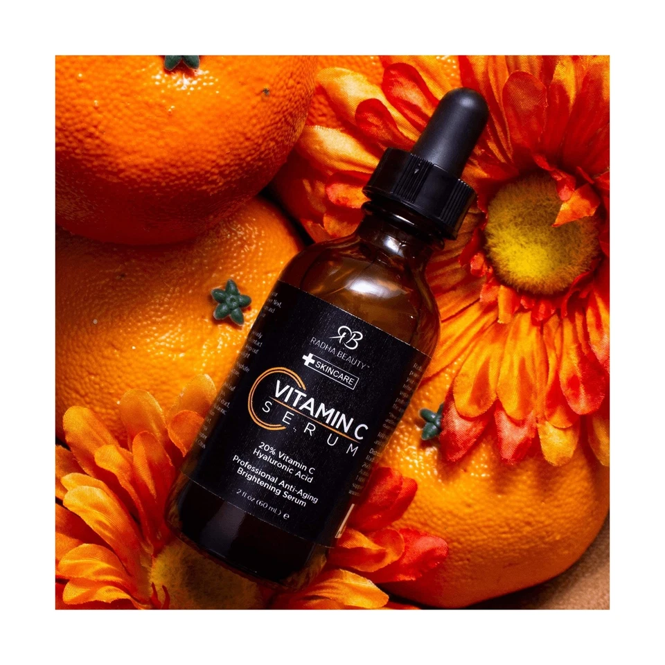 Radha Beauty Natural Vitamin C сыворотка 2 унц, витамин C, витамин E, гиа... быстрая доставка - Изображение 4 из 4