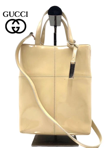 Gucci Borsa a tracolla in pelle smaltata originale beige media donna Italia 114552