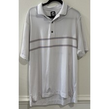 FootJoy ProDry Mens Large White Striped Performance Golf Polo Shirt FJ L