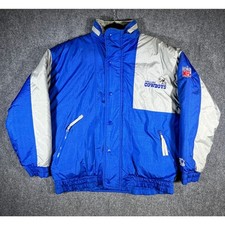 Vintage 90s Starter Dallas Cowboys NFL Puffer Jacket Blue Coat Large
