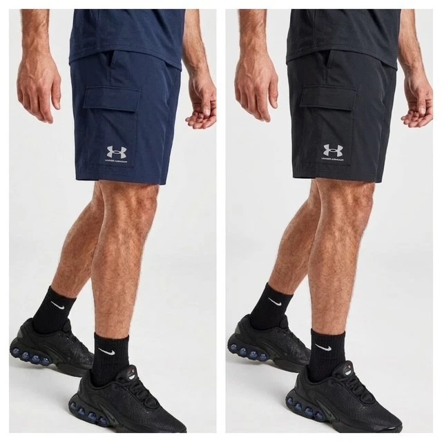Under Armour Mens Cargo Shorts Stretch Activewear Gym Sports Black Navy Khaki