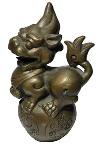 BRONZE STATUE OF A MYTHICAL CREATURE FOO DOG QUARDIAN LION PIXIU 750 GR 160 MM