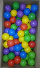 170 Plastic Pit Balls, Assorted Colors, 2.5 Inch Diameter, Used, Washed Cleaned