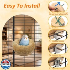 DBNESS Small Bird Nest for Cage, Removable Plush Parrot Hammock Bed, Winter W...